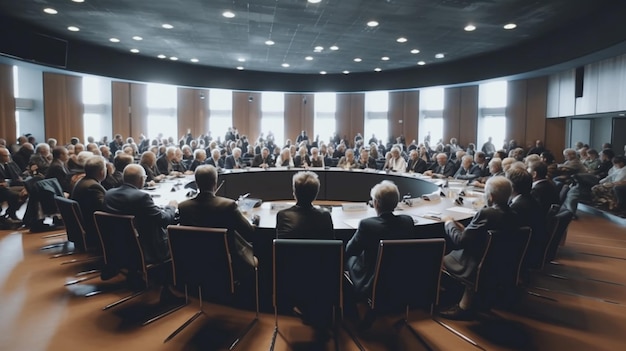 La gente está sentada en la mesa redonda IA generativa