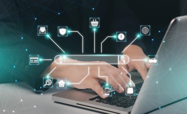 La gente está usando Internet para buscar información en sus teléfonos móviles Búsqueda de datos