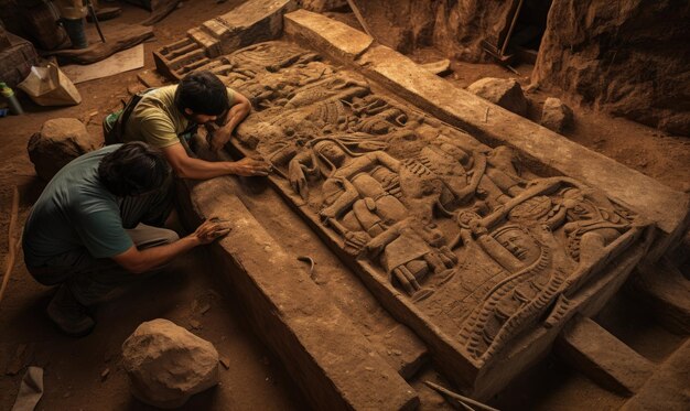 Foto la gente examina obras de arte