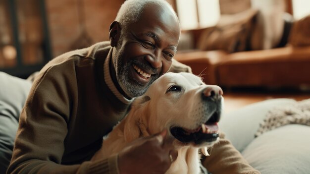 gente feliz en casa con mascota favorita amor y amistad pragma