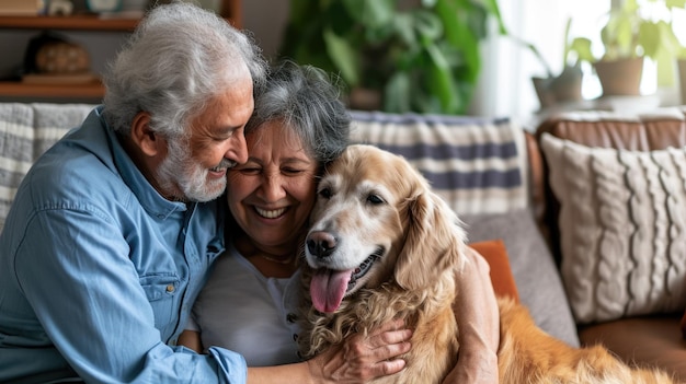 gente feliz en casa con mascota favorita amor y amistad pragma