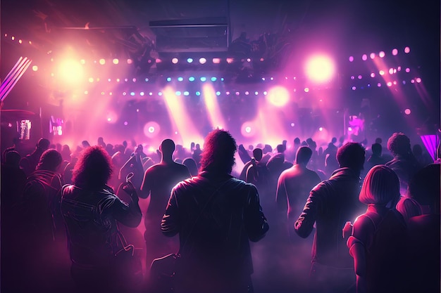 La gente de la fiesta disfruta de un concierto bailando en una fiesta nocturna Creado con tecnología Generativa de IA