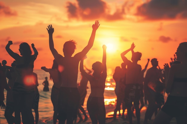 gente en la fiesta de verano en la playa al aire libre