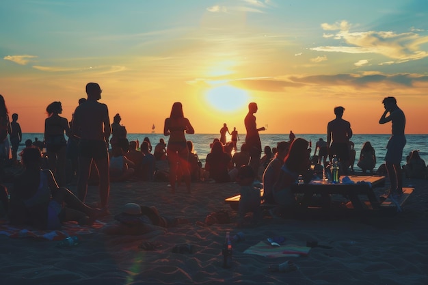 gente en la fiesta de verano en la playa al aire libre