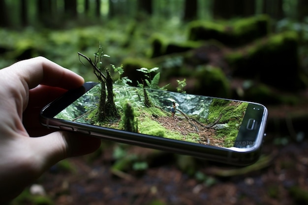 Foto gente con gafas de tecnología de realidad aumentada