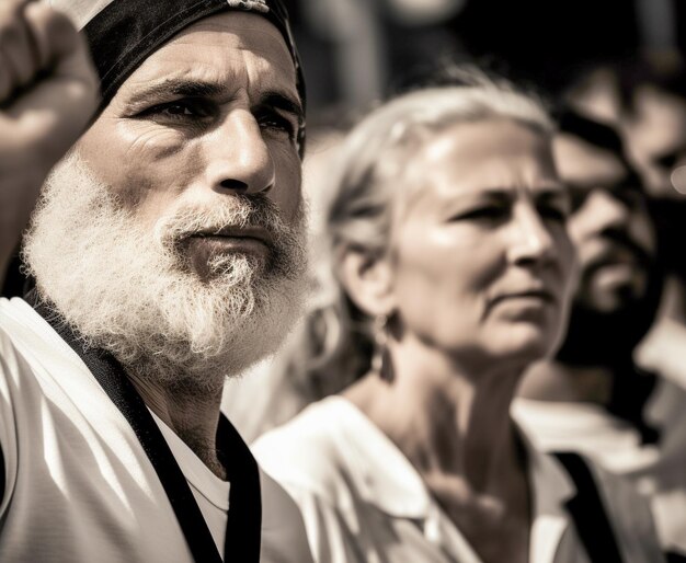 Gente israelí marchando en la calle pidiendo paz judíos en contra de la guerra y en busca de un hogar pacífico