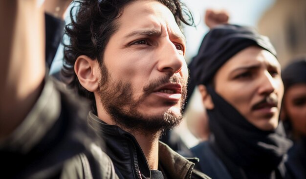 Gente israelí marchando en la calle pidiendo paz judíos en contra de la guerra y en busca de un hogar pacífico