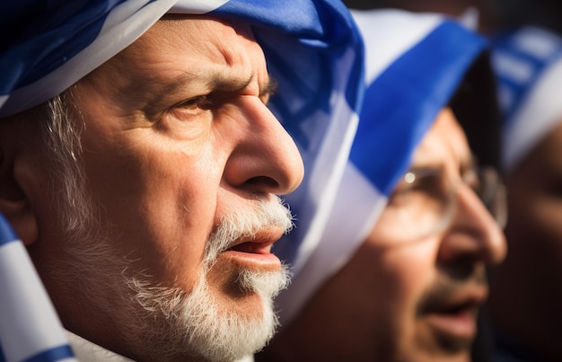 Foto gente israelí marchando por la calle pidiendo paz judíos en contra de la guerra y buscando un hogar pacífico