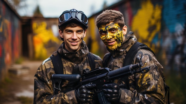 gente jugando paintball