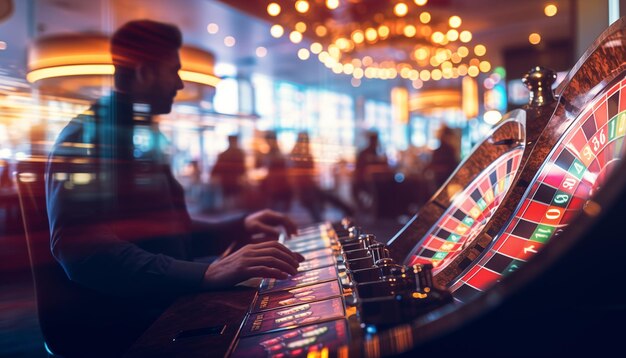 gente movimiento rápido en el fondo del casino