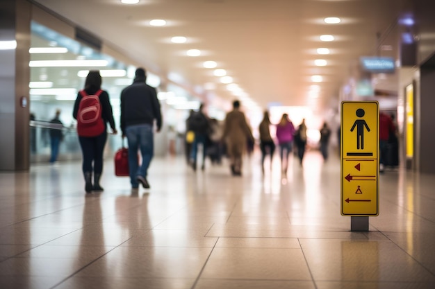 Gente de negocios corriendo en el vestíbulo del aeropuerto de larga exposición Generada por IA