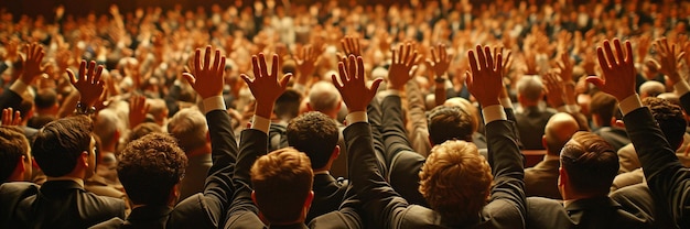 Foto la gente de negocios levanta la mano