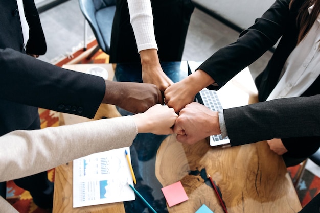 Gente de negocios trabajo mujer hombre grupo de equipo de información