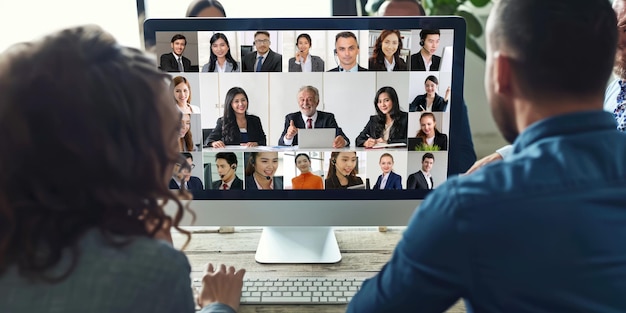 Gente de negocios en videoconferencia para una enérgica reunión de grupo virtual