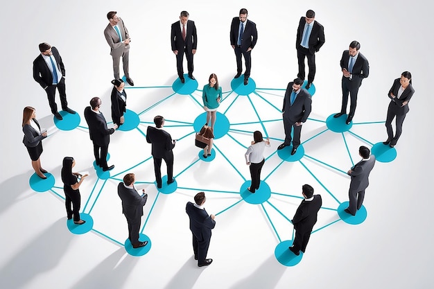 Foto gente nodos de conexión de la red de negocios desde arriba