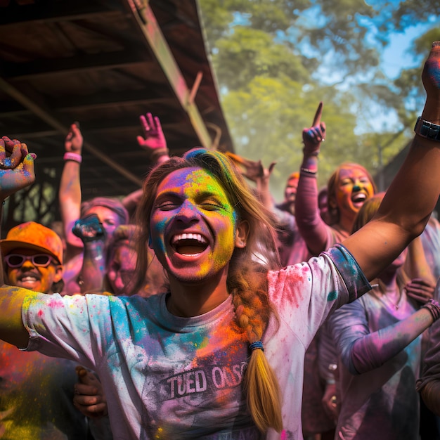 Foto gente occidental increíble colorida alegre felicidad