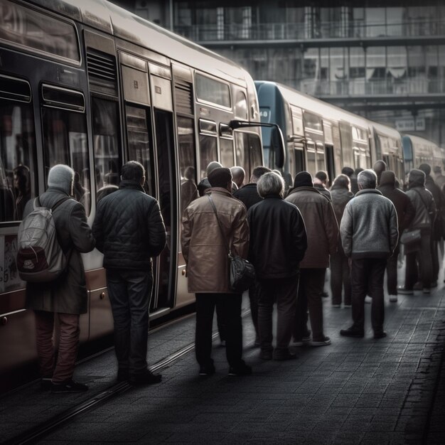 Gente parada en el andén esperando el tren