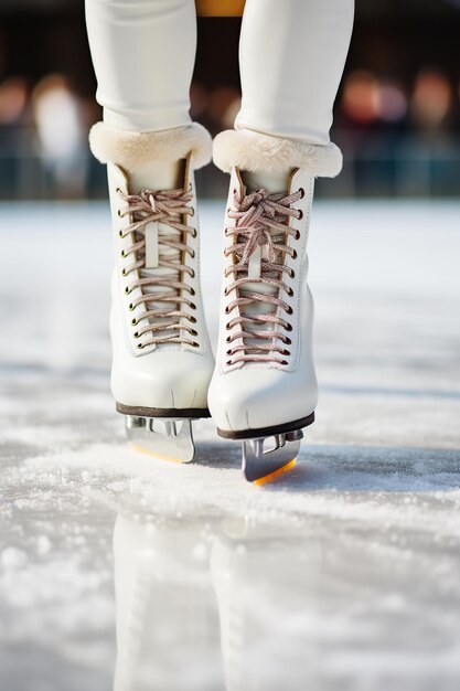 Foto la gente patina sobre hielo, deporte de invierno generado por ia