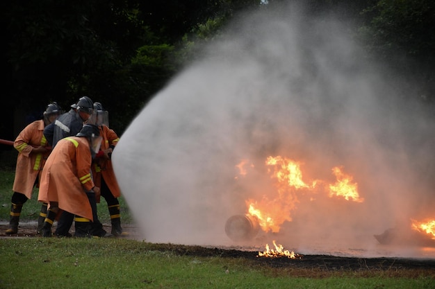 Foto la gente de pie junto al fuego en la hoguera