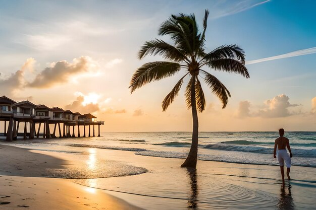 gente en la playa de arena con cocos en la playa del Carmen Yucatan México