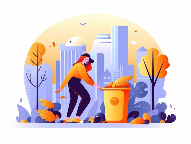 La gente poniendo envoltura en la basura puede vector sitio web pancarta feliz día de la tierra