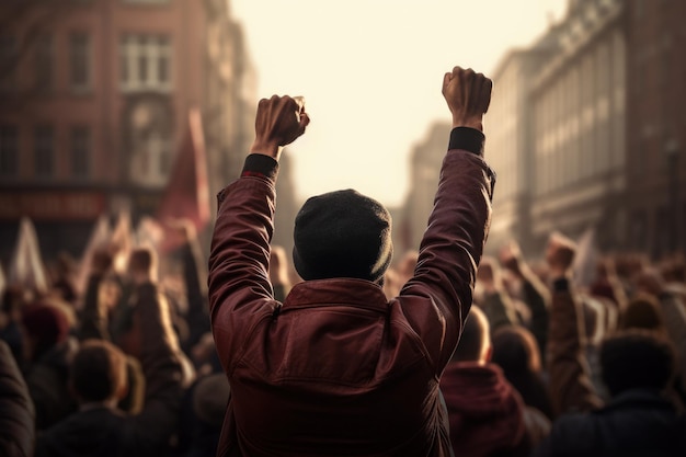 La gente protesta contra los activistas sociales en la manifestación.