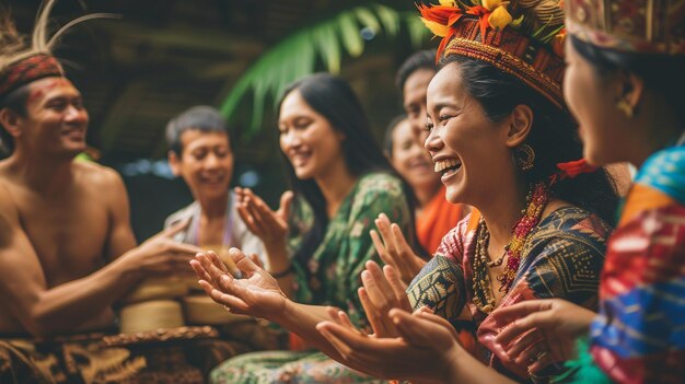 Foto gente que participa en el intercambio cultural