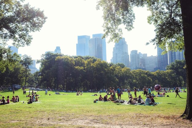 Foto la gente se relaja en el parque.