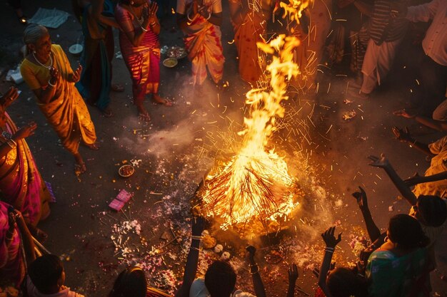 Foto la gente se reúne y celebra holi