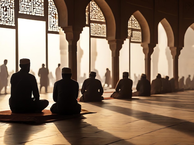 Foto la gente rezando en la mezquita