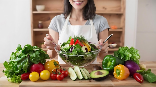 Gente sana comida de ensalada mujer