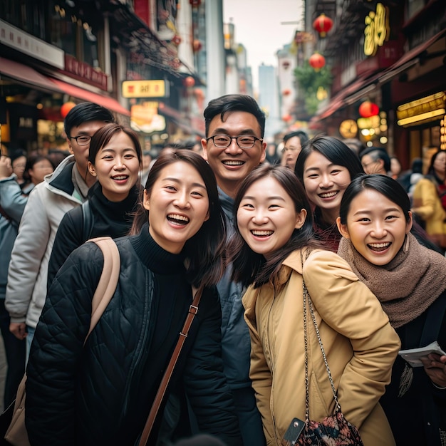 La gente sonriendo en Shanghai