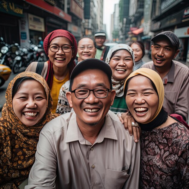 La gente sonriendo en Yakarta