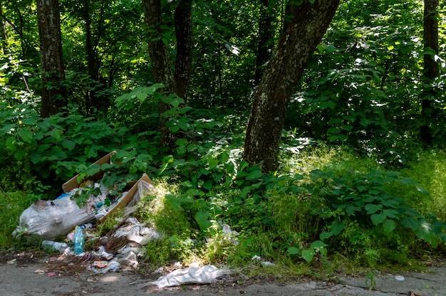 La gente tira basura en parques y bosques.