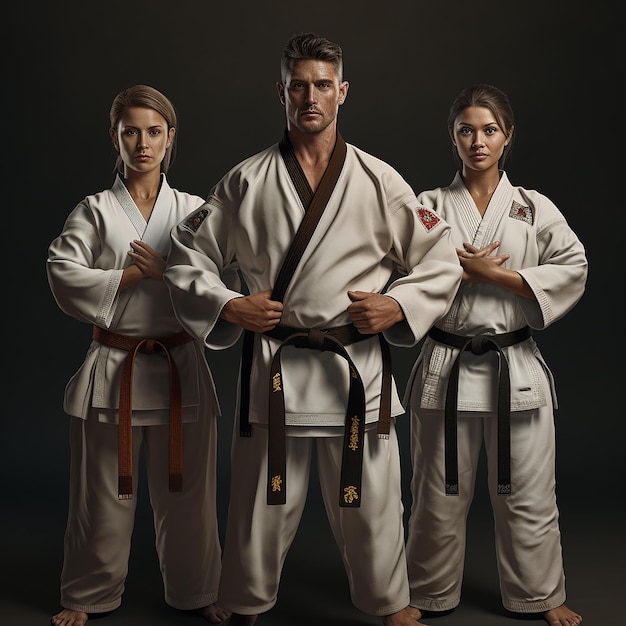 Gente con uniforme de karate