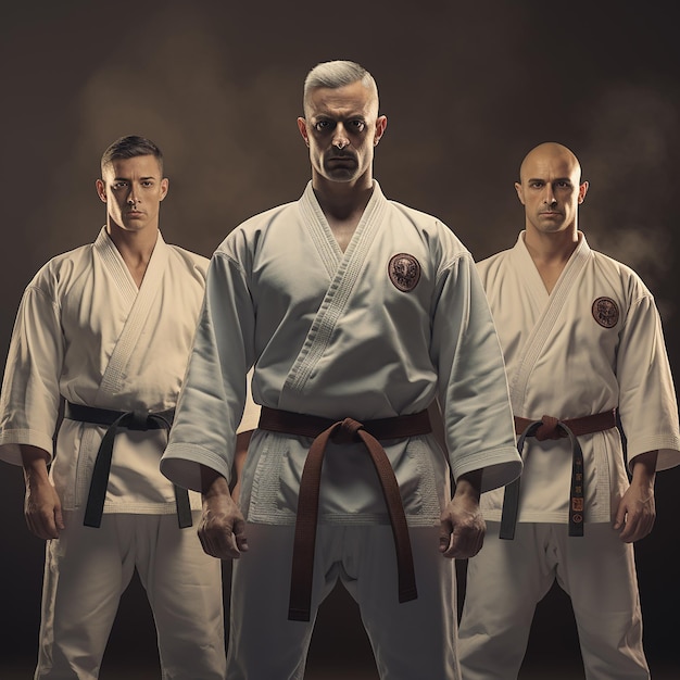 Gente con uniforme de karate