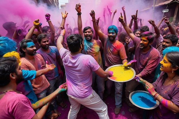 La gente vomita pinturas de Holi