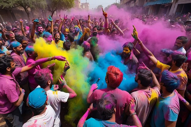 La gente vomita pinturas de Holi