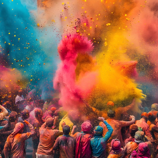 Foto la gente vomita polvo de holi holi festival de colores feliz holi