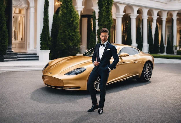 Foto gentil opulento dominando a vida de luxo