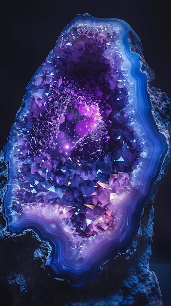 Geodo de poeira de ametista com padrões de geodo de pó brilhante roxo Efeito FX Texture Filter de filme BG Art