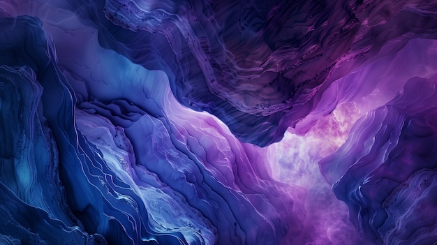 Geología Papel tapiz con pasajes curvos de cuevas Roca erosionada con tonos púrpuras y azules
