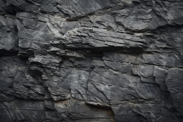 Geologische Wunder enthüllen die schwarzen, älteren, schäbigen Risse und Schichten der Klippe