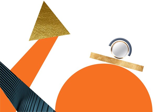Geometría abstracta, estéreo, porche, diseño de arte, color, gráficos, fondo dorado. La moda del mod