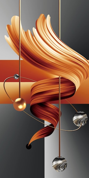 Geometría abstracta, porche, estéreo, fondo dorado. La moda de la pared de arte moderno.