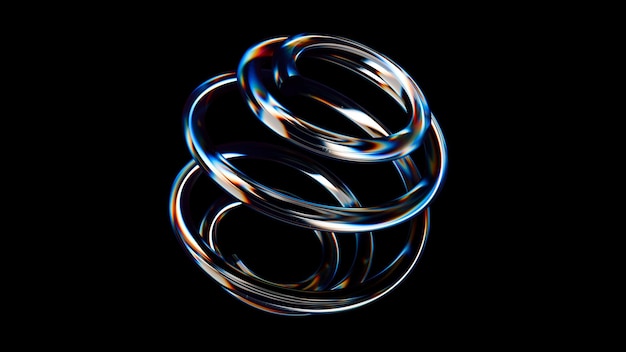 Geometría abstracta de vidrio de resorte o en espiral 3D Ilustración 3D