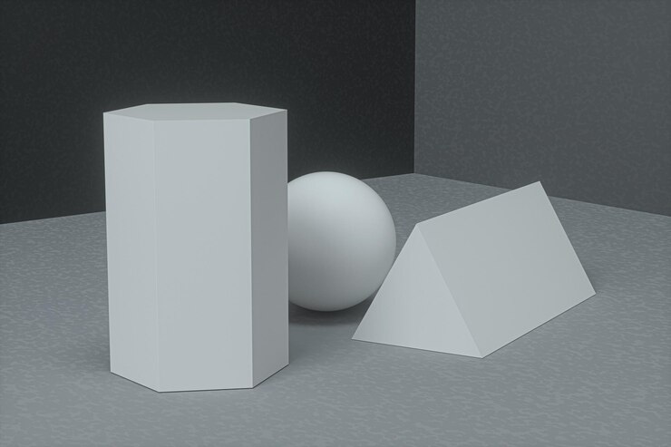 Foto geometría delicada con renderizado 3d de fondo oscuro