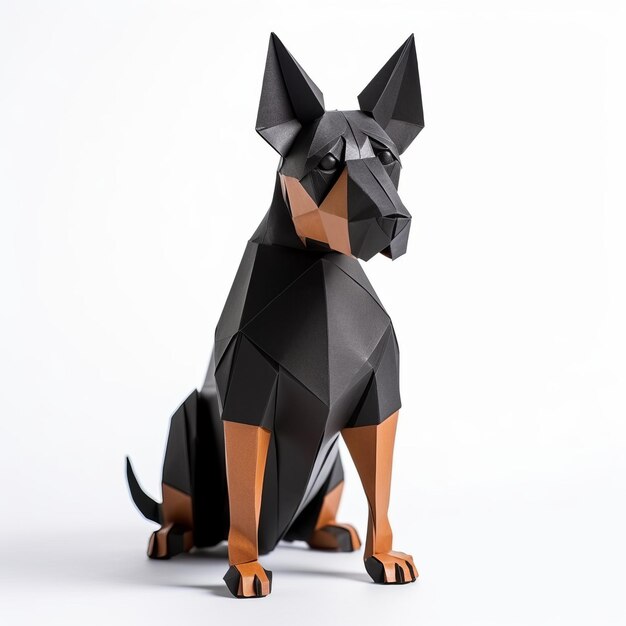 Geometría escultórica Artesanía en papel Perro dóberman pinscher