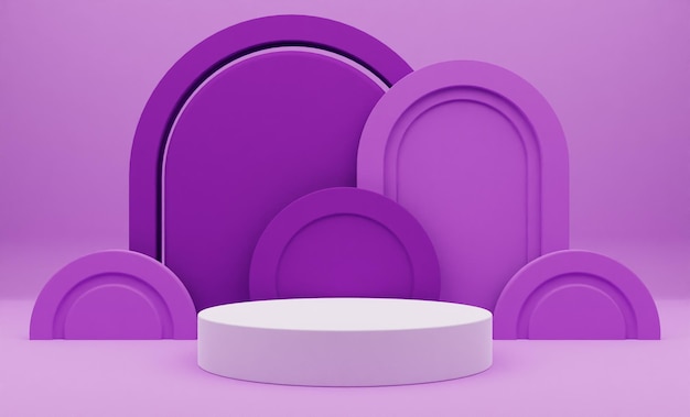 geometría minimalista del podio 3D púrpura para la escena de presentación del producto
