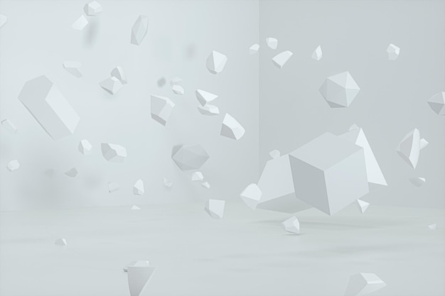 Geometría rota con renderizado 3d de fondo blanco